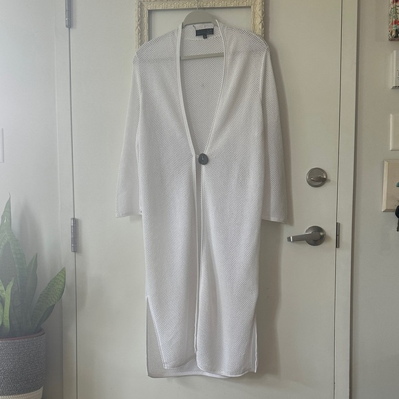 LIV BY HABITAT | Mesh Stitch White Duster Cardigan - Picture 4 of 13